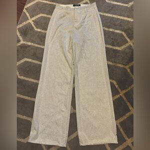 White rhinestone embellished pant